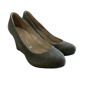 Rockport Gray Suede Leather Wedge Pumps Heels Womens 8 Office Career Minimalist